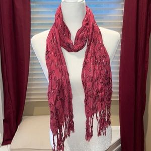 Burgundy & black peace sign scarf 100% rayon